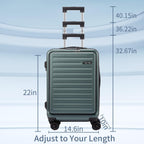 20 Inch 45L, Carrry On Luggage with Front Zipper Pocket, ABS+PC Lightweight Hardshell Suitcase with Spinner Silent Wheels &amp; TSA Lock, Convenient for Business Trips, Dark Green