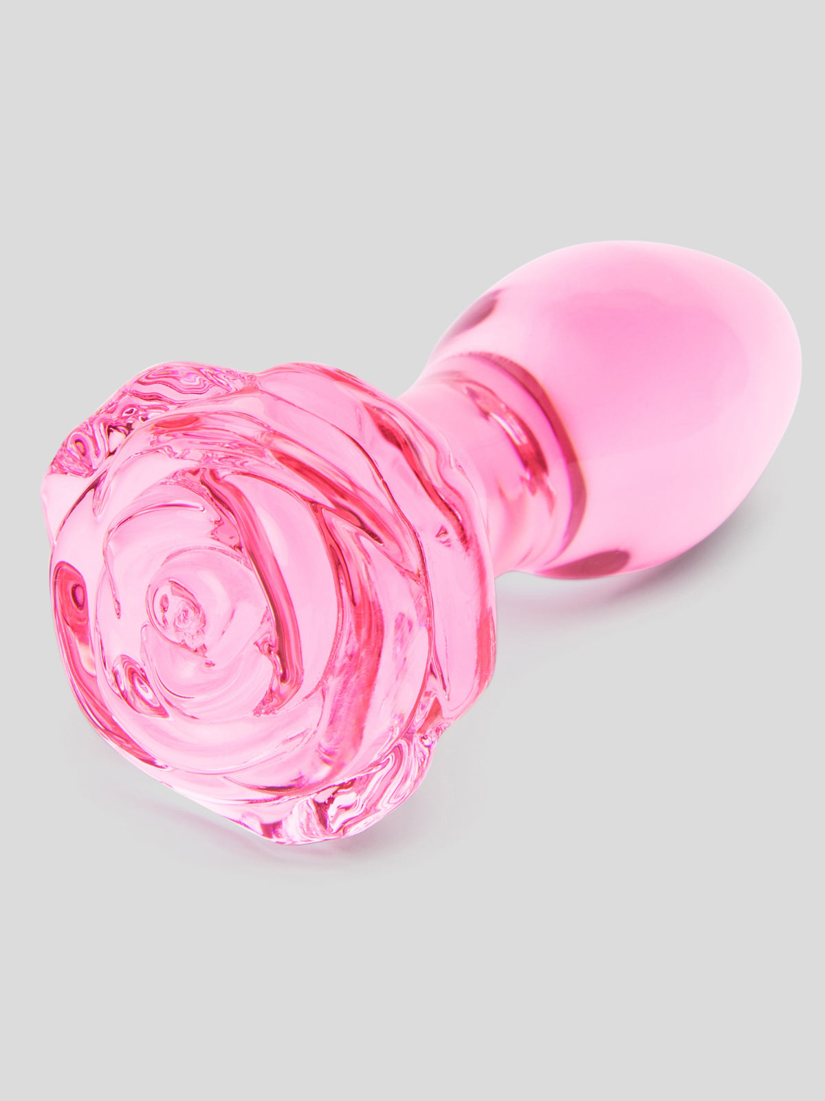 Lovehoney Full Bloom Large Rose Glass Butt Plug 4 Inch, Pink
