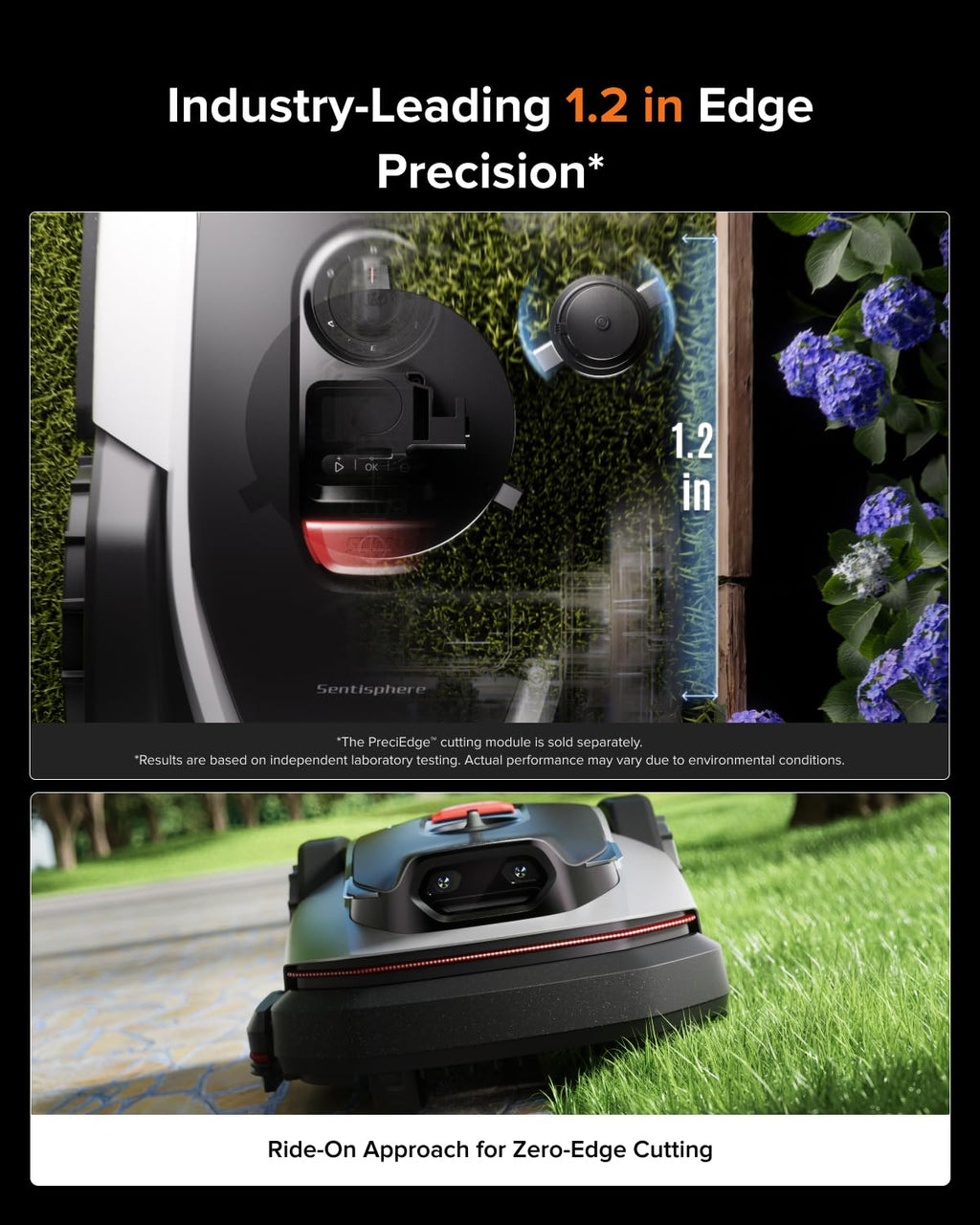 RockNeo Q110H Robot Lawn Mower, Wire-Robotic Lawn Mower with Full-Band RTK + VSLAM Navigation, Auto Mapping, AI Vision Obstacle Avoidance, App Control, 45% Slope, Covers Up to 1/4 Acre