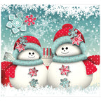 7' x 8' Blue and White Snowman Outdoor Split Car Garage Door Banner