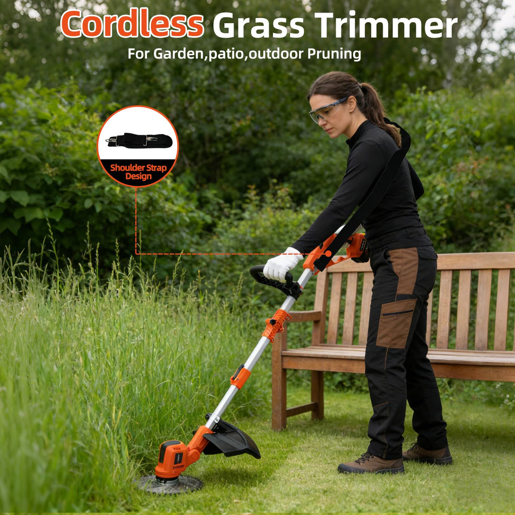 3-in-1 Electric Weed Wacker, Battery Powered Weed Eater with 2 x 4.0Ah Batteries, 900W Brushless Motor Grass Trimmer/Lawn Mower/Brush Cutter, with LCD Display &amp; 3 Types Blades for Yard and Garden