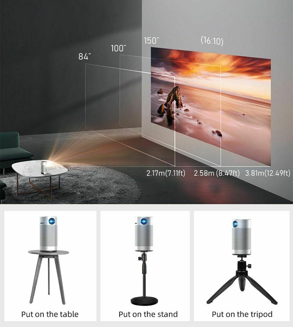 pocket portable smart projector android 8.1 os wifi 1080p 4k tv led home theater