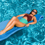 TRC Recreation Splash 70 Inch Foam Raft Lounger Swimming Pool Float Mat with Roll Pillow for Poolside, Lake, and Beach, Tropical