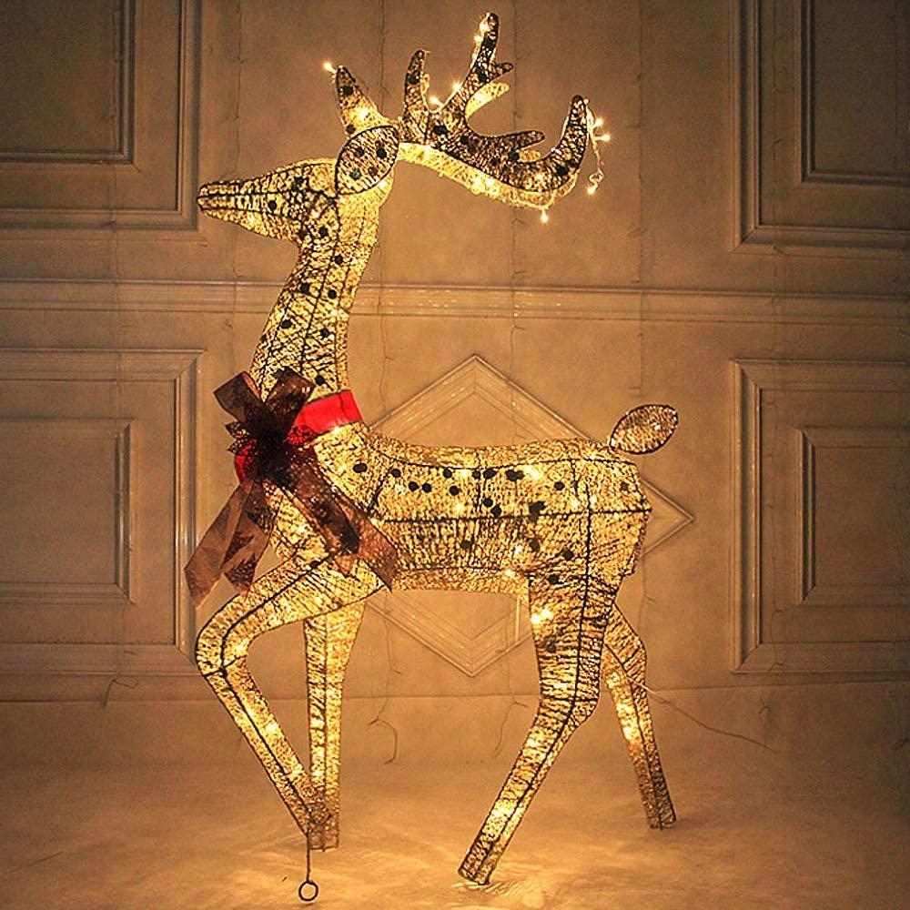 TSSM Christmas Reindeer Light Up LED Glitter Elk for Indoor Outdoor Garden Use High 120CM Xmas Decoration