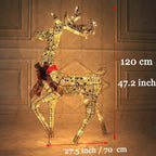 TSSM Christmas Reindeer Light Up LED Glitter Elk for Indoor Outdoor Garden Use High 120CM Xmas Decoration