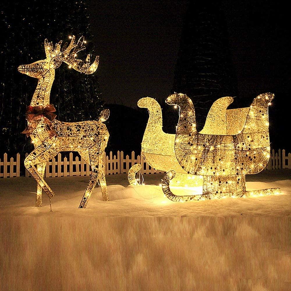 TSSM Christmas Reindeer Light Up LED Glitter Elk for Indoor Outdoor Garden Use High 120CM Xmas Decoration