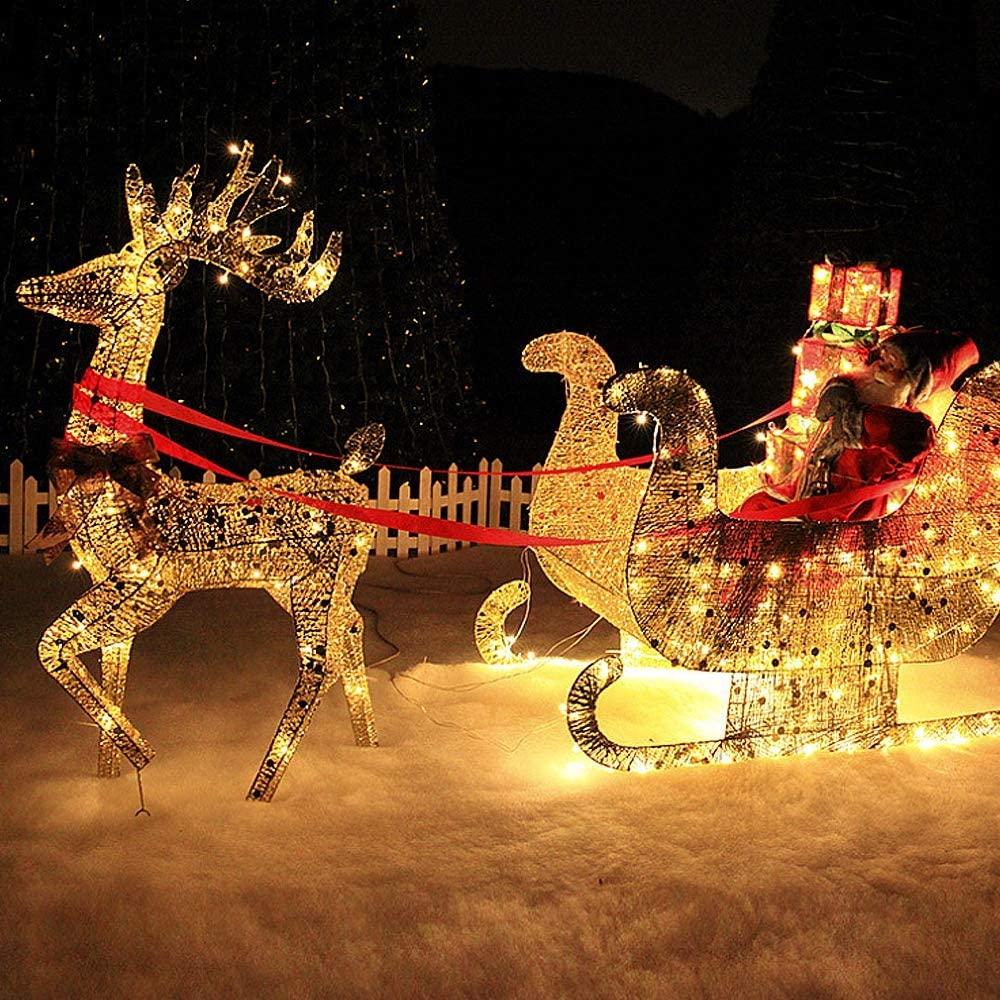TSSM Christmas Reindeer Light Up LED Glitter Elk for Indoor Outdoor Garden Use High 120CM Xmas Decoration