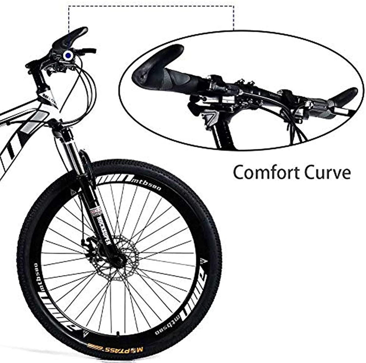 Shlia Mountain Bikes 26 Inch Wheel Men Adults High-Carbon Steel Lightweight Road Bike Bicycle 21 Speed Shock-Absorbing, Mens/Womens Fashionable Advanced Suspension Bikes, US Stock(White-Blue)