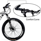 XunLiu 21 Speed 26-inch Wheels Mountain Bike Dual Disc Brake Bicycles Road Bicycle Suitable for Outdoor Riding Adults and Teenagers-US Stock (Black-Blue)