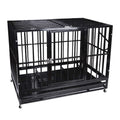 Three Size Heavy Duty Pet Dog CaStrong Metal Crate Kennel Playpen w/Wheels&amp;Tray