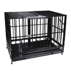 Three Size Heavy Duty Pet Dog CaStrong Metal Crate Kennel Playpen w/Wheels&amp;Tray