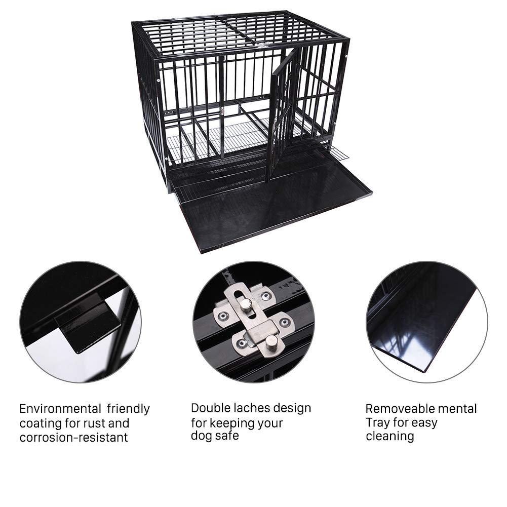Three Size Heavy Duty Pet Dog CaStrong Metal Crate Kennel Playpen w/Wheels&amp;Tray