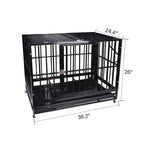 Three Size Heavy Duty Pet Dog CaStrong Metal Crate Kennel Playpen w/Wheels&amp;Tray