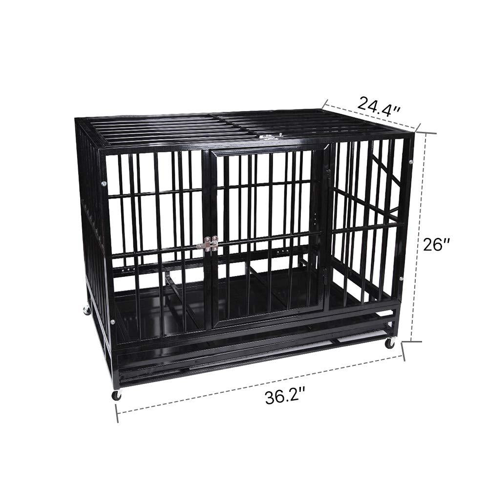 Three Size Heavy Duty Pet Dog CaStrong Metal Crate Kennel Playpen w/Wheels&amp;Tray