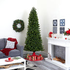 8 ft. Pre-lit Slim Virginia Spruce Artificial Christmas Tree with 600 Warm White Multifunction LED Lights