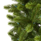 8 ft. Pre-lit Slim Virginia Spruce Artificial Christmas Tree with 600 Warm White Multifunction LED Lights