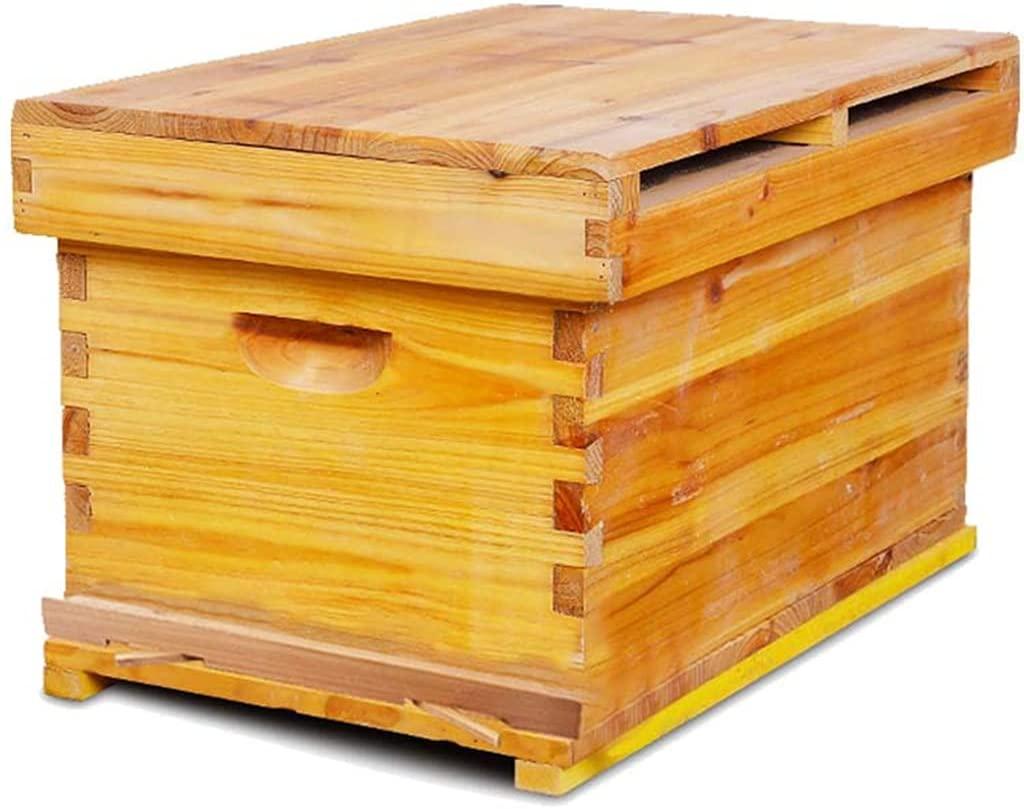 beehive, wood complete honey bee hives kit, w/10 finished nest frame, easy to install for beekeeping, beekeeping supplies equipment tool (color : primary color, size : 10 frame)