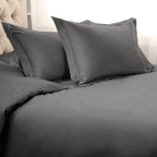 1200-Thread Count Egyptian Cotton Solid Duvet Cover &amp; Pillow Shams, 3-Piece Duvet Cover Set by Blue Nile Mills – Full/Queen, Charcoal