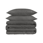 1200-Thread Count Egyptian Cotton Solid Duvet Cover &amp; Pillow Shams, 3-Piece Duvet Cover Set by Blue Nile Mills – Full/Queen, Charcoal