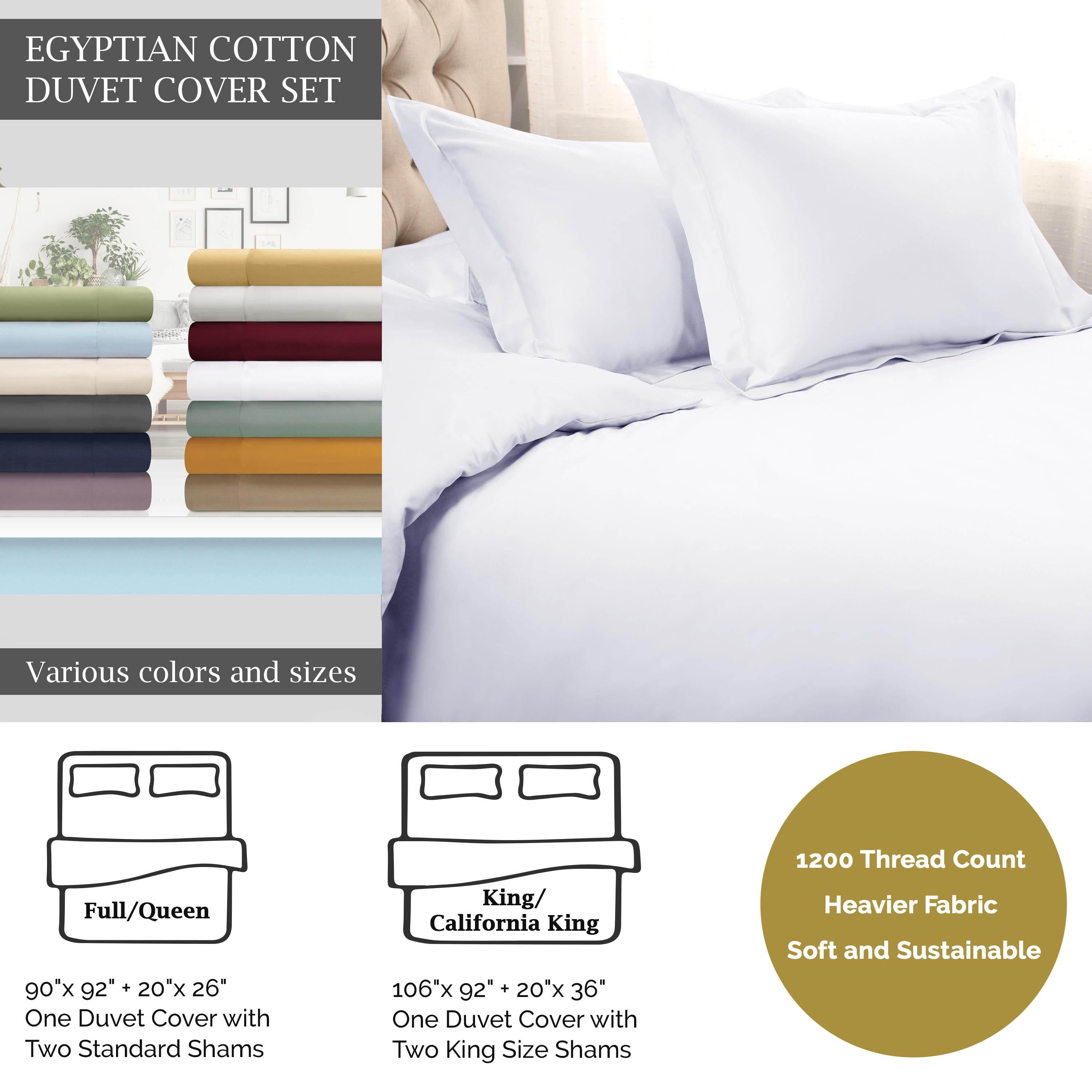 1200-Thread Count Egyptian Cotton Solid Duvet Cover &amp; Pillow Shams, 3-Piece Duvet Cover Set by Blue Nile Mills – Full/Queen, Charcoal