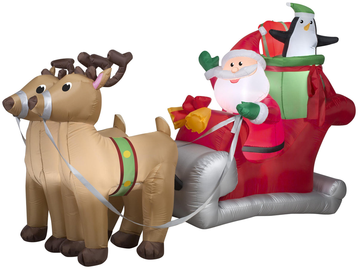 Airblown Inflatables Santa with Sleigh and Reindeer Scene