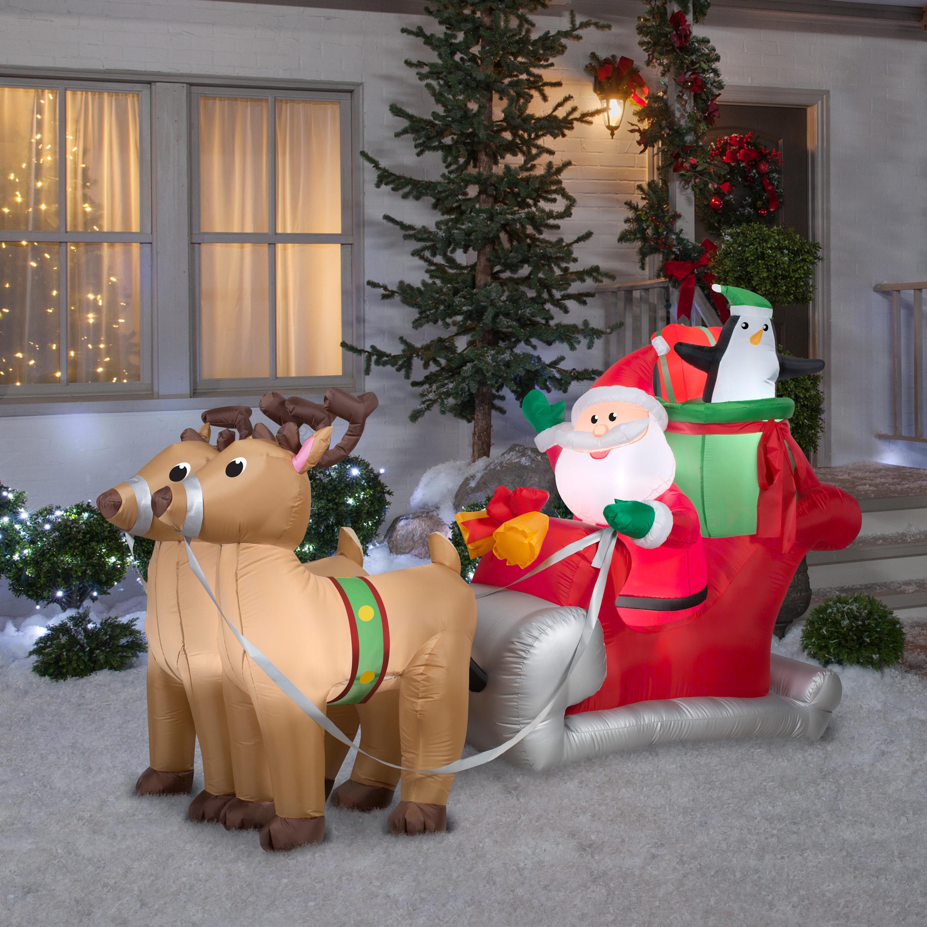 Airblown Inflatables Santa with Sleigh and Reindeer Scene