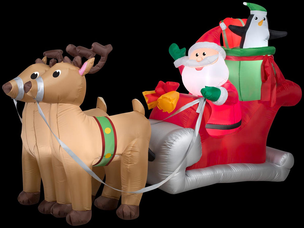 Airblown Inflatables Santa with Sleigh and Reindeer Scene