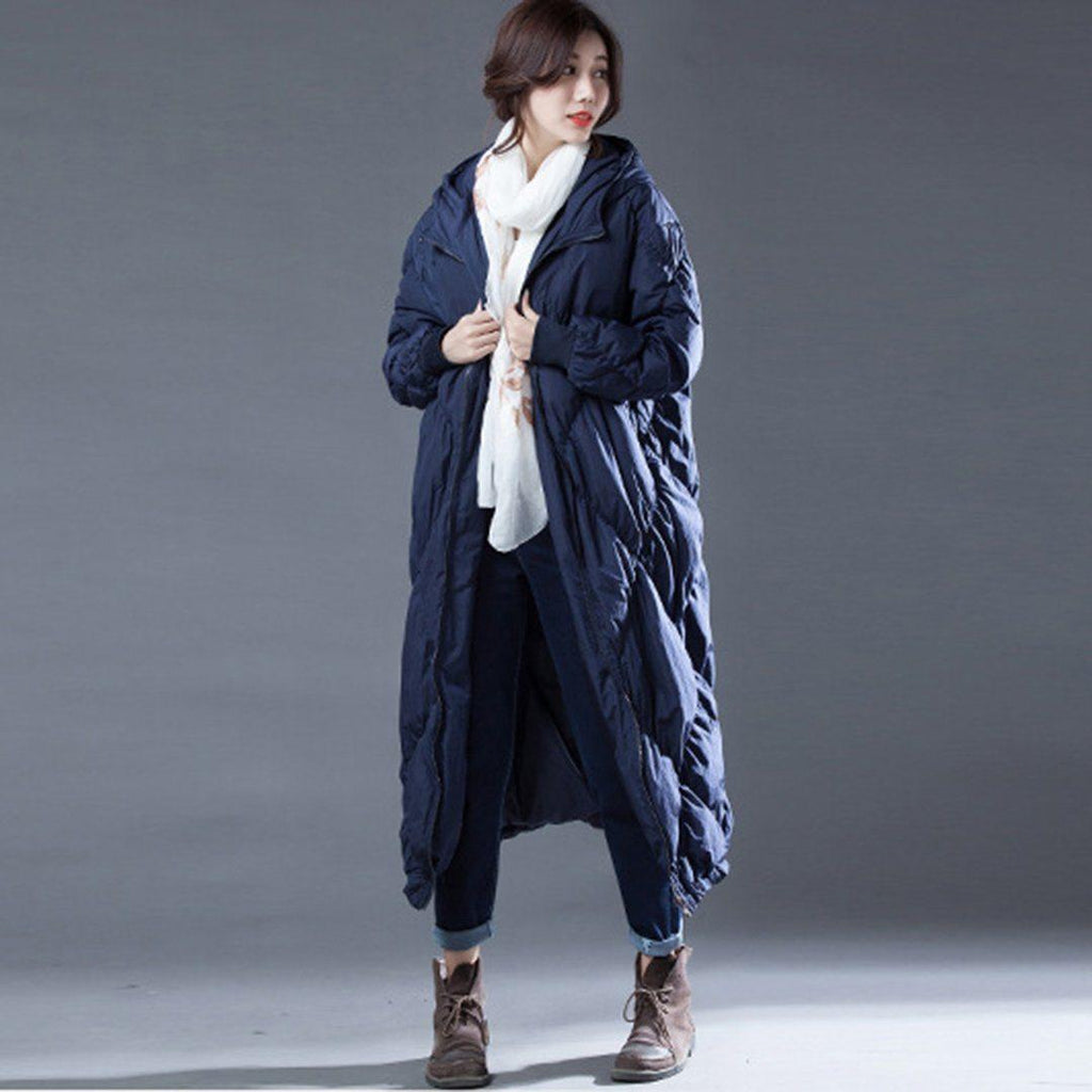 babakud rhombus sewing solid hooded winter down coat