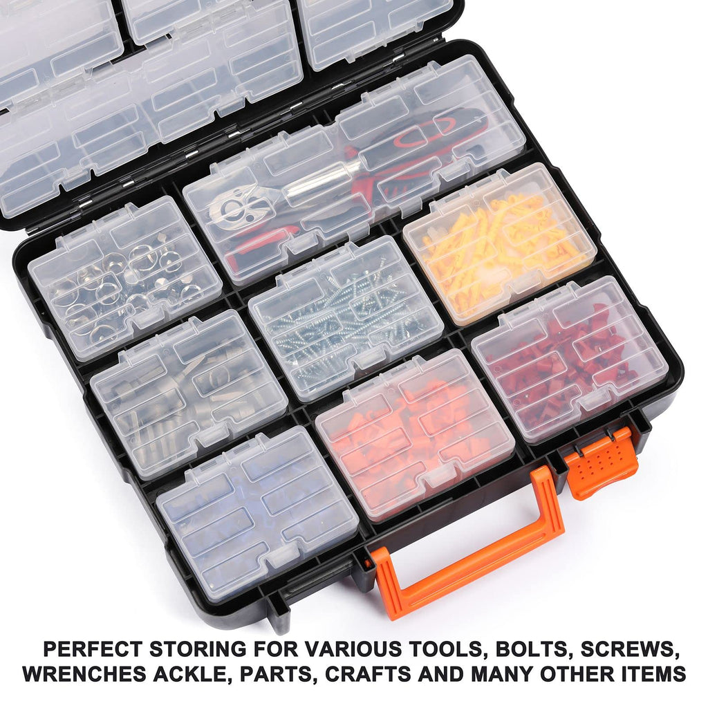 16 Compartments Detachable Toolbox Organizer,Hardware Organizer Box with Removable Sections,Carrying StoraCase for Patts,Screws,Bolts,Nuts,Toys