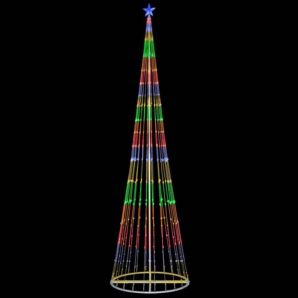 144 in. Christmas Multi-Color LED Animated Lightshow Cone Tree with 442 Lights and Star Topper