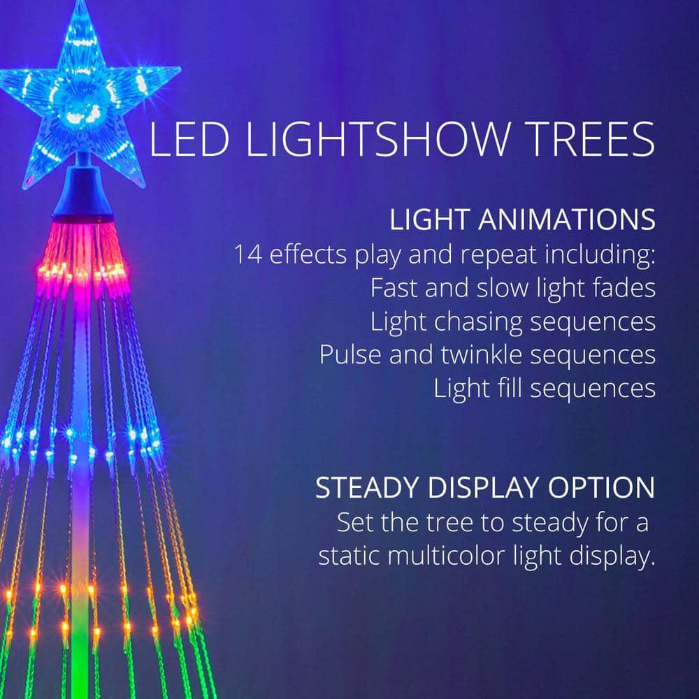 144 in. Christmas Multi-Color LED Animated Lightshow Cone Tree with 442 Lights and Star Topper