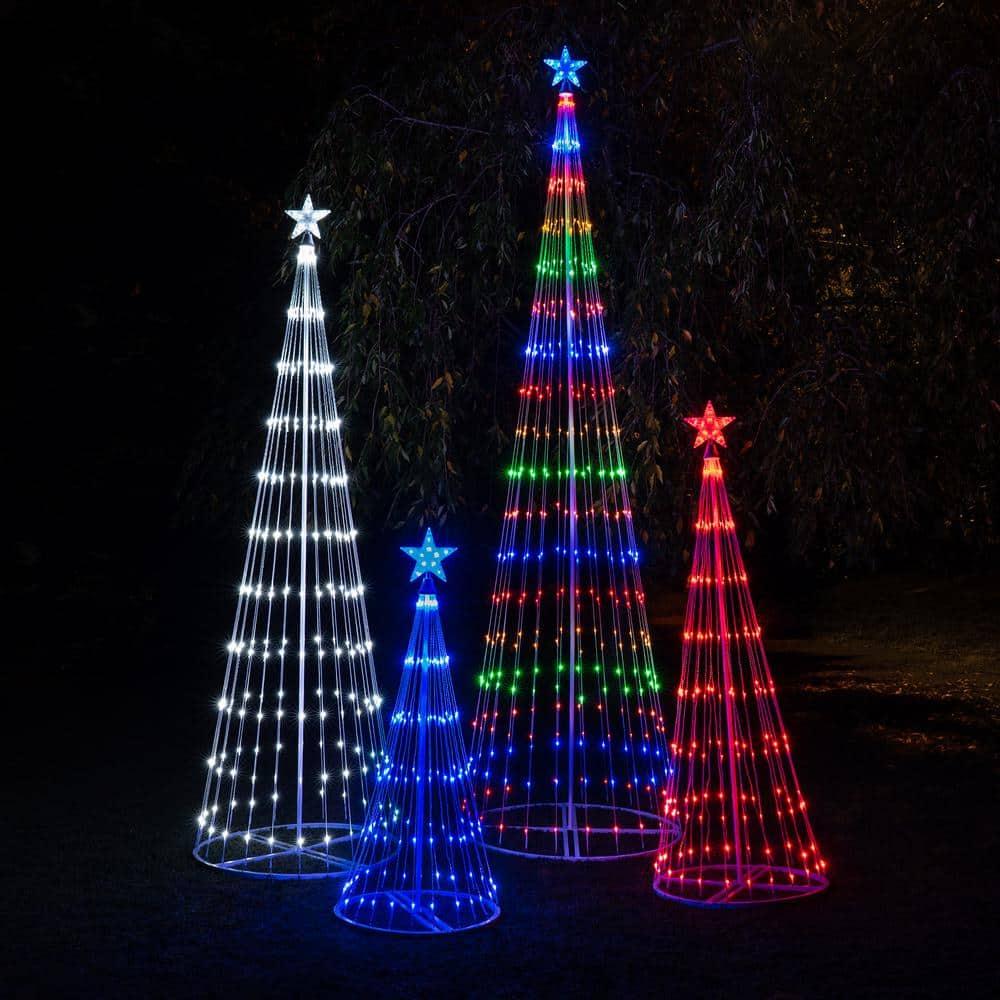 144 in. Christmas Multi-Color LED Animated Lightshow Cone Tree with 442 Lights and Star Topper