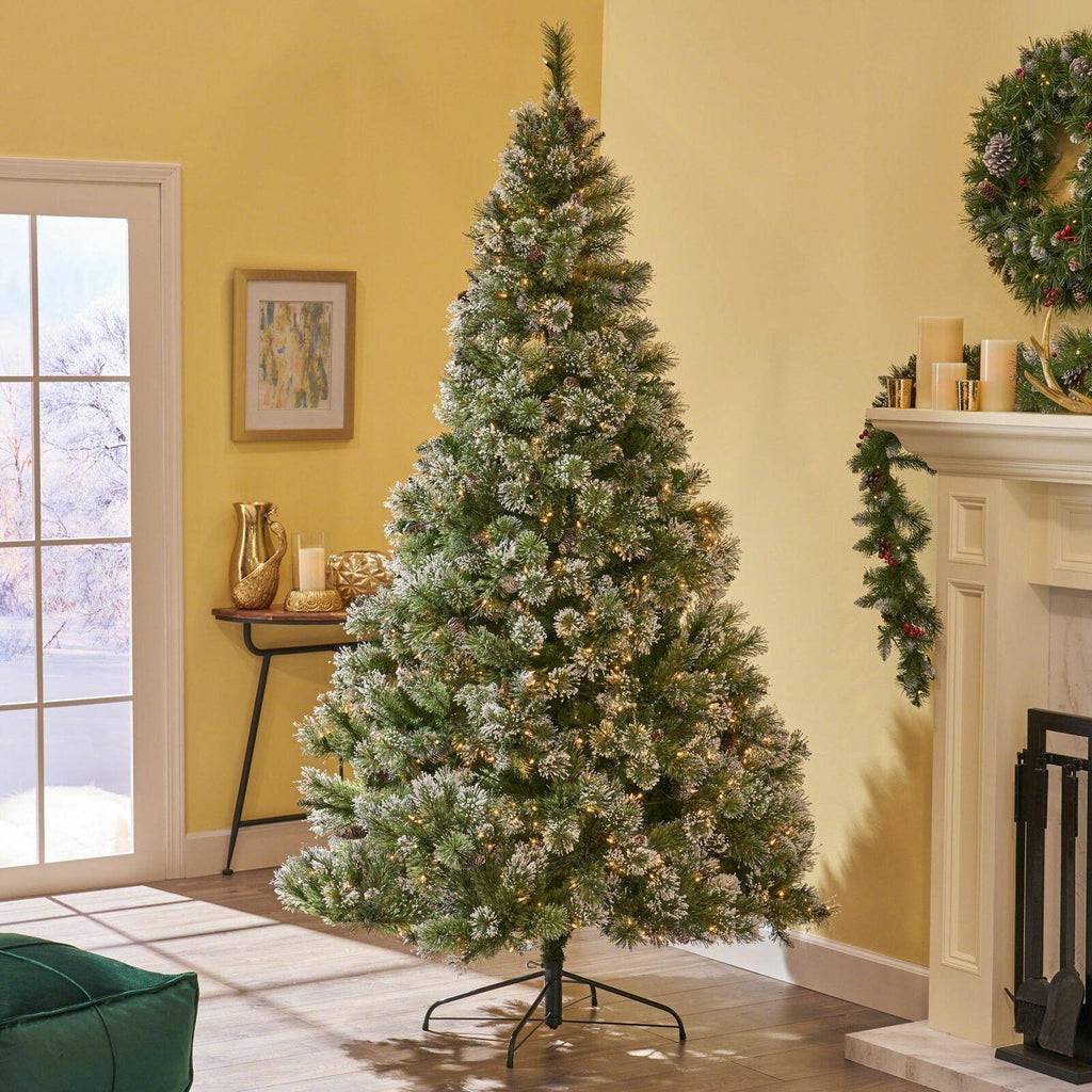 7.5-foot Cashmere Pine and Mixed Needles Hinged Artificial Christmas Tree with S