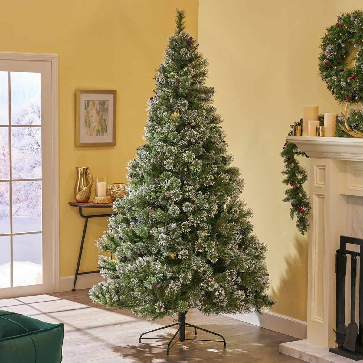 7.5-foot Cashmere Pine and Mixed Needles Hinged Artificial Christmas Tree with S