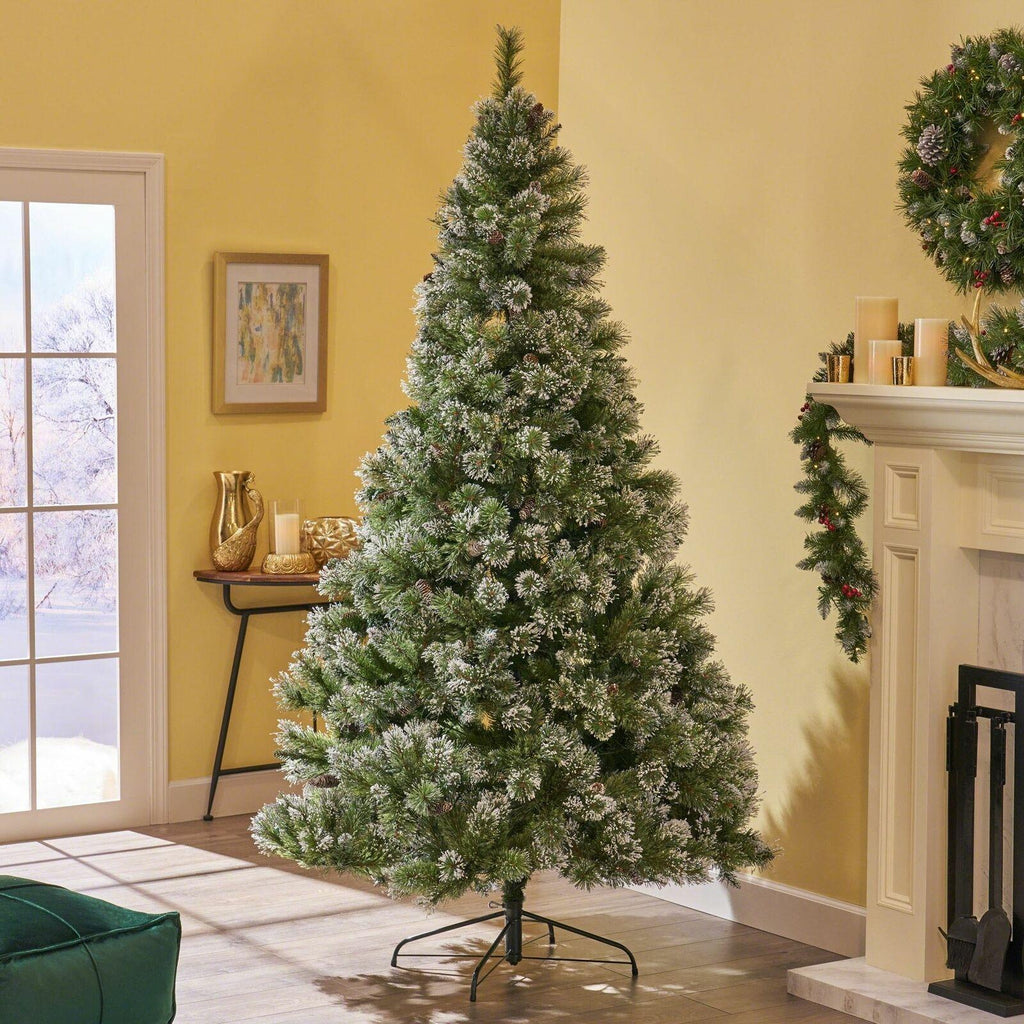 7.5-foot Cashmere Pine and Mixed Needles Hinged Artificial Christmas Tree with S
