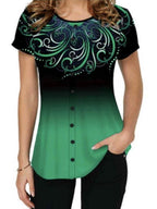 Printed Short Sleeve Casual T-shirt For Women
