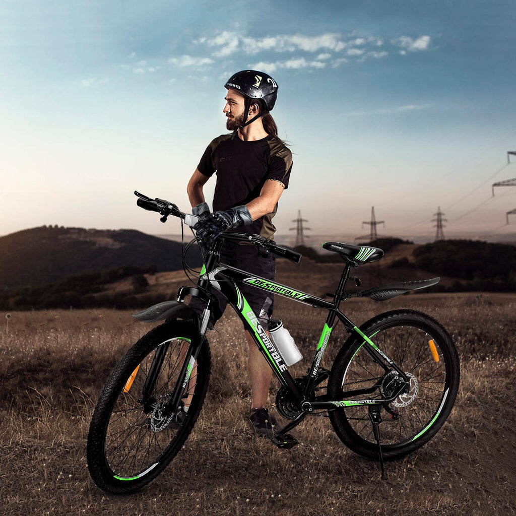 27.5 In., Wheel, Mountain Bike 21 Speeds with Aluminum Frame Suspension Fork Bicycle with Derailleur System Mechanical Disc Brakes