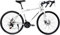 LYBOHO Lightweight Aluminum Road Bike - 700c Wheels Mountain Road Bike Begasso Simanos Aluminum Frame Full Suspension, 21 Speed Disc Brakes Mens/Womens Fashionable Road Bicycles (White,US Stock)