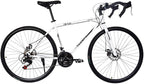 LYBOHO Lightweight Aluminum Road Bike - 700c Wheels Mountain Road Bike Begasso Simanos Aluminum Frame Full Suspension, 21 Speed Disc Brakes Mens/Womens Fashionable Road Bicycles (White,US Stock)
