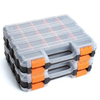 2 Pack Double Side Small Parts Organizer for Hardware Screws Nuts | Sturdy Tool Box with Dual-side Divided Compartments,Ideal for Sg Beads and Small Workshop Hardware Supplies