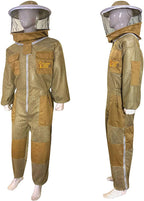 massive bee store beekeeping three layer fully ventilated suit with different option of veil fencing veil or round veil and suit colors (l, khaki round veil)
