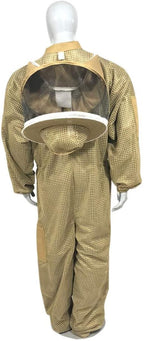 massive bee store beekeeping three layer fully ventilated suit with different option of veil fencing veil or round veil and suit colors (l, khaki round veil)