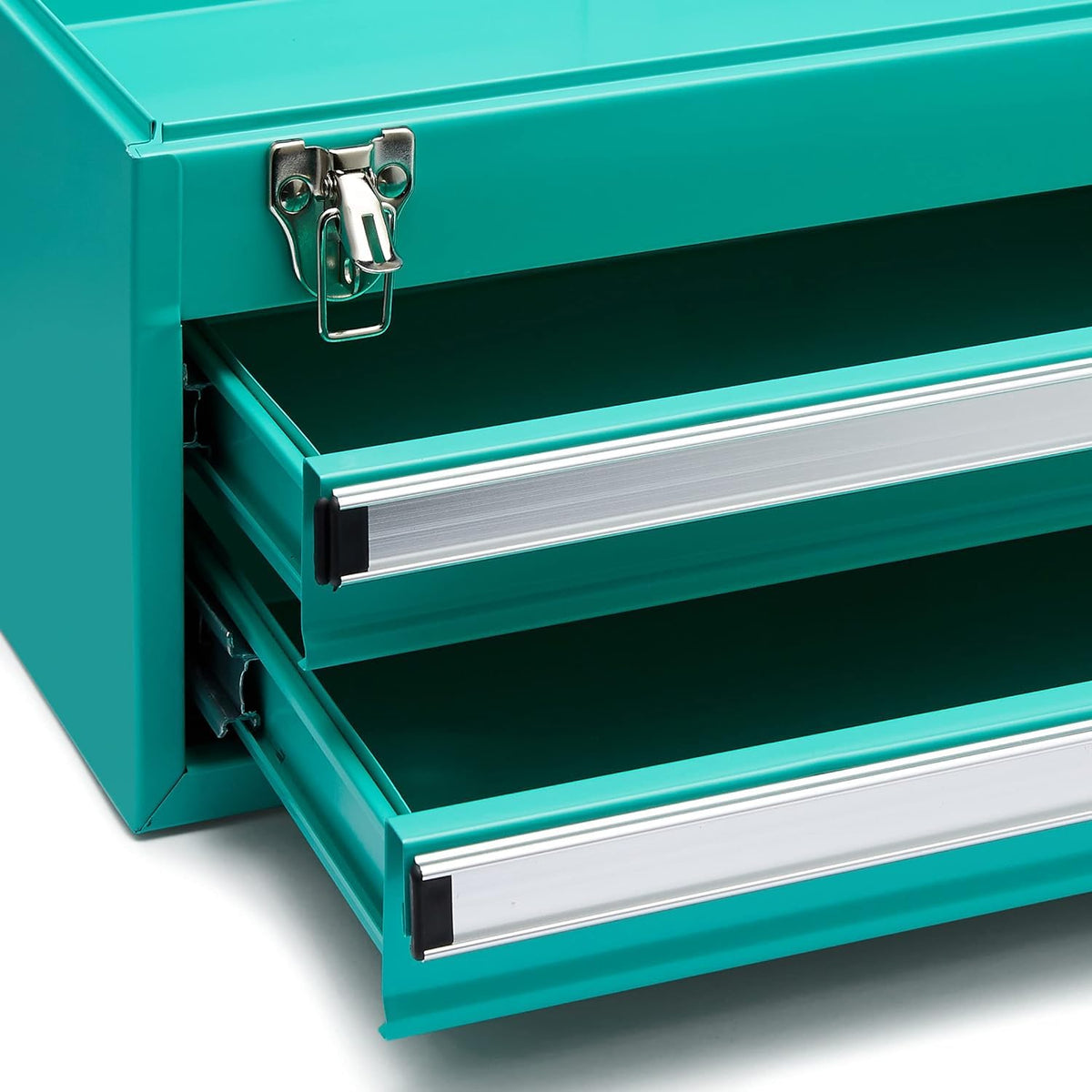 Metal Tool Box with Drawers, Storaand Organization Tool Chest, Powder Coat Finish, 18.1 x 8.7 x 9.5 in, Turquoise