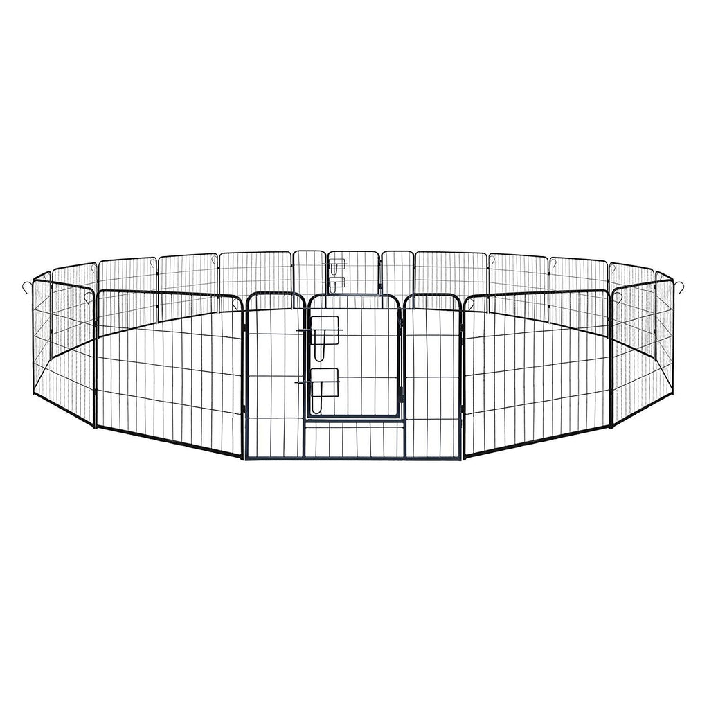 ALEKO 2DK24X32 Heavy Duty Pet Playpen Dog Kennel Pen Exercise CaFence 16 Panel 24 x 32 Inches Black