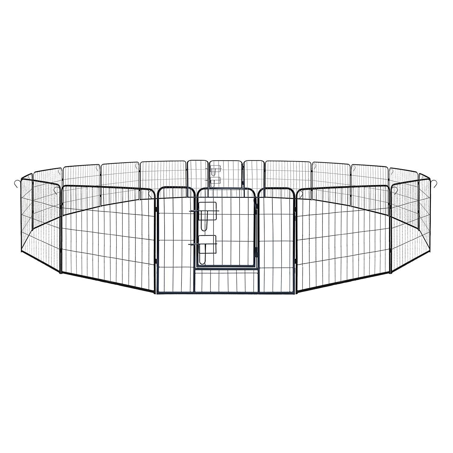 ALEKO 2DK24X32 Heavy Duty Pet Playpen Dog Kennel Pen Exercise CaFence 16 Panel 24 x 32 Inches Black