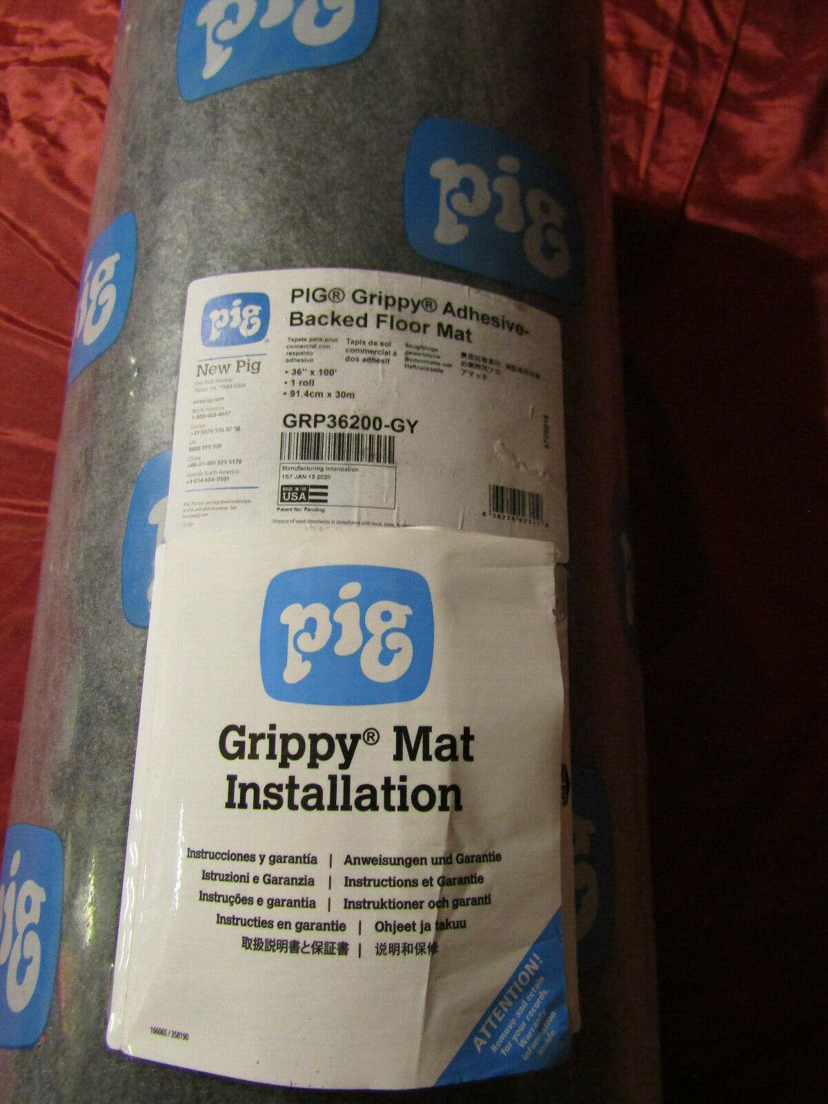 Pig Grippy Floor Mat- 36 in. x 100 ft.- GRAY-  NEW!  GRP36200-GY