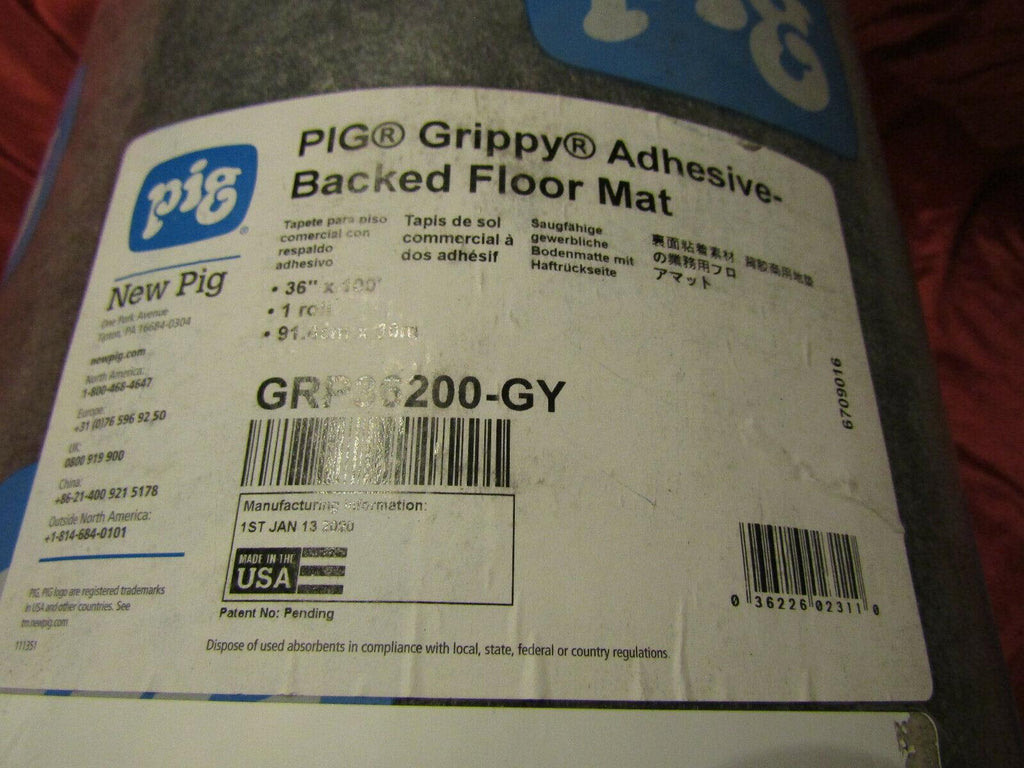 Pig Grippy Floor Mat- 36 in. x 100 ft.- GRAY-  NEW!  GRP36200-GY