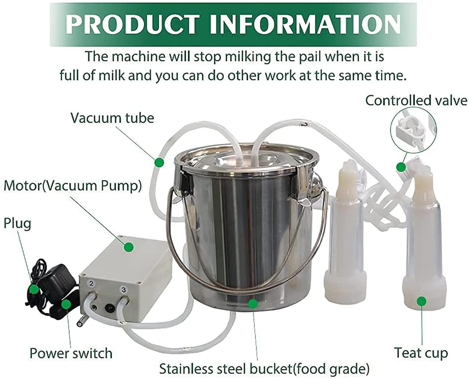 portable pulsation vacuum pump goat milker livstock milking machine, 14l goat milking machine, cow milking machine electric, automatic portable livestock milking equipment, common for cattle and shee