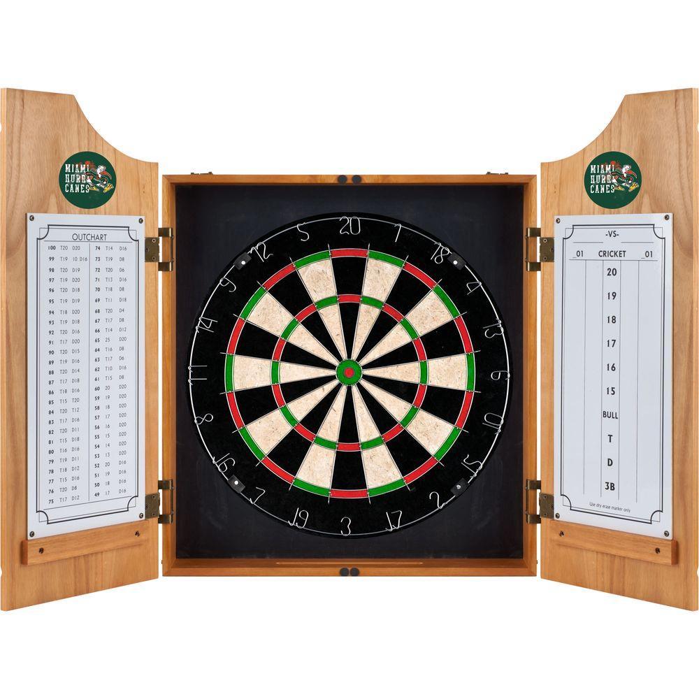 University of Miami Smoke 20.5 in. Wood Dart Cabinet Set