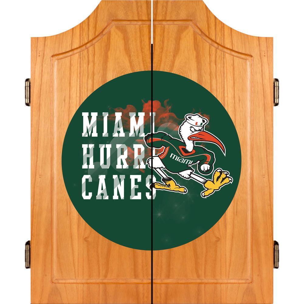 University of Miami Smoke 20.5 in. Wood Dart Cabinet Set
